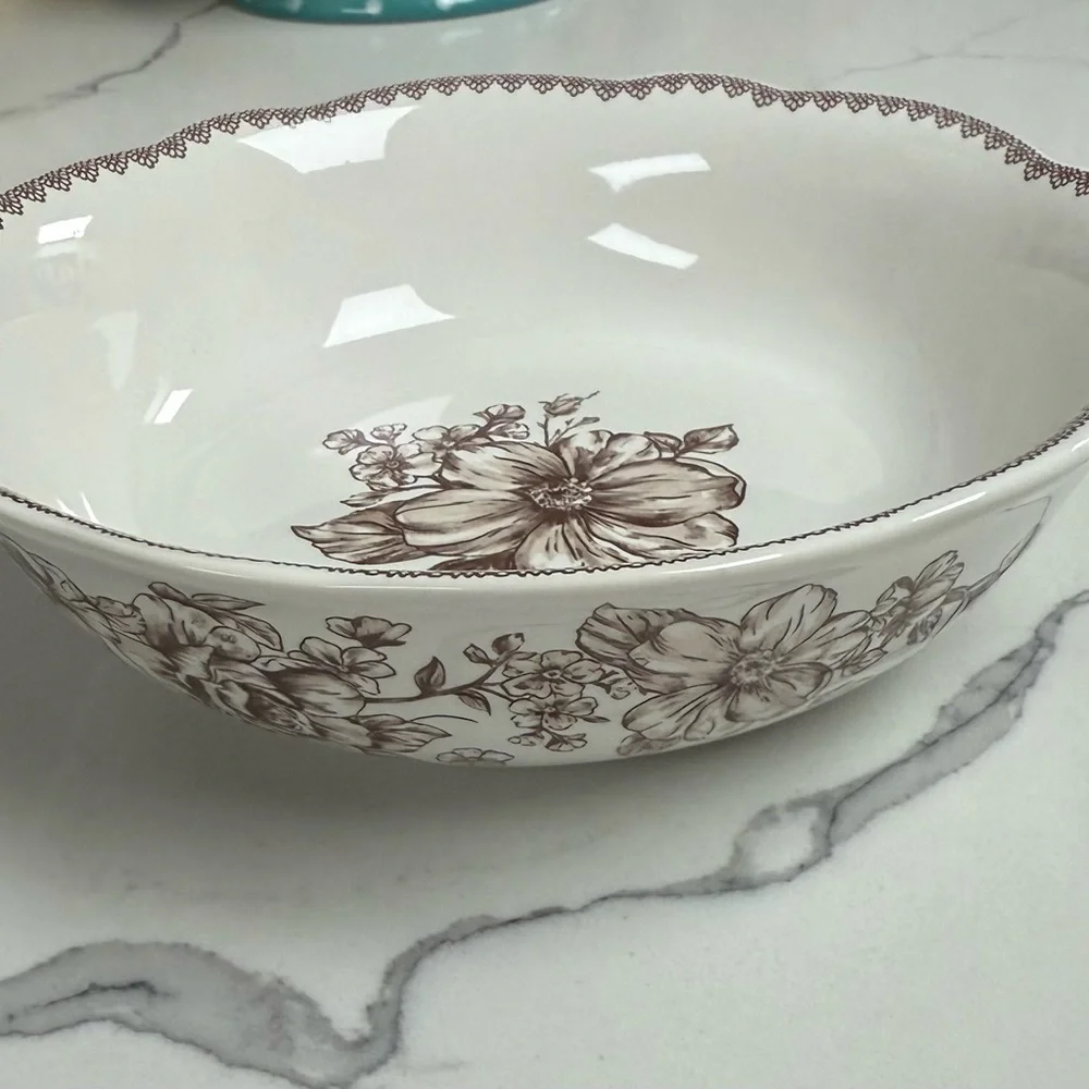 The Pioneer Woman  Agatha Brown Floral Dinnerware Set of 12 pieces